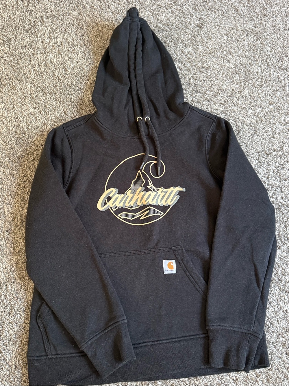 Carhartt Black Pullover Hoodie with Mountain Logo